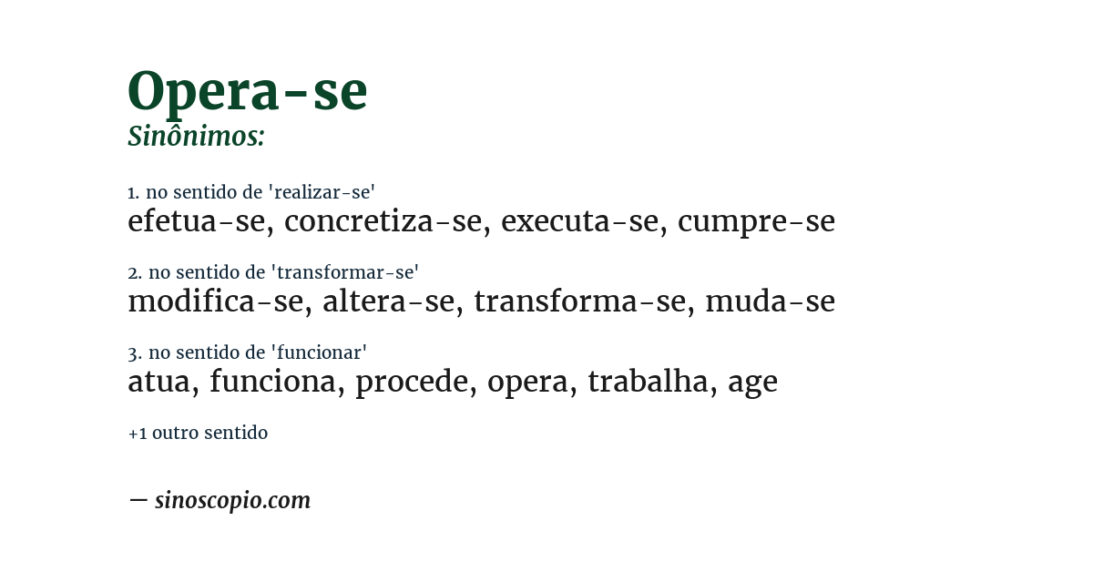 Sinônimo de opera-se