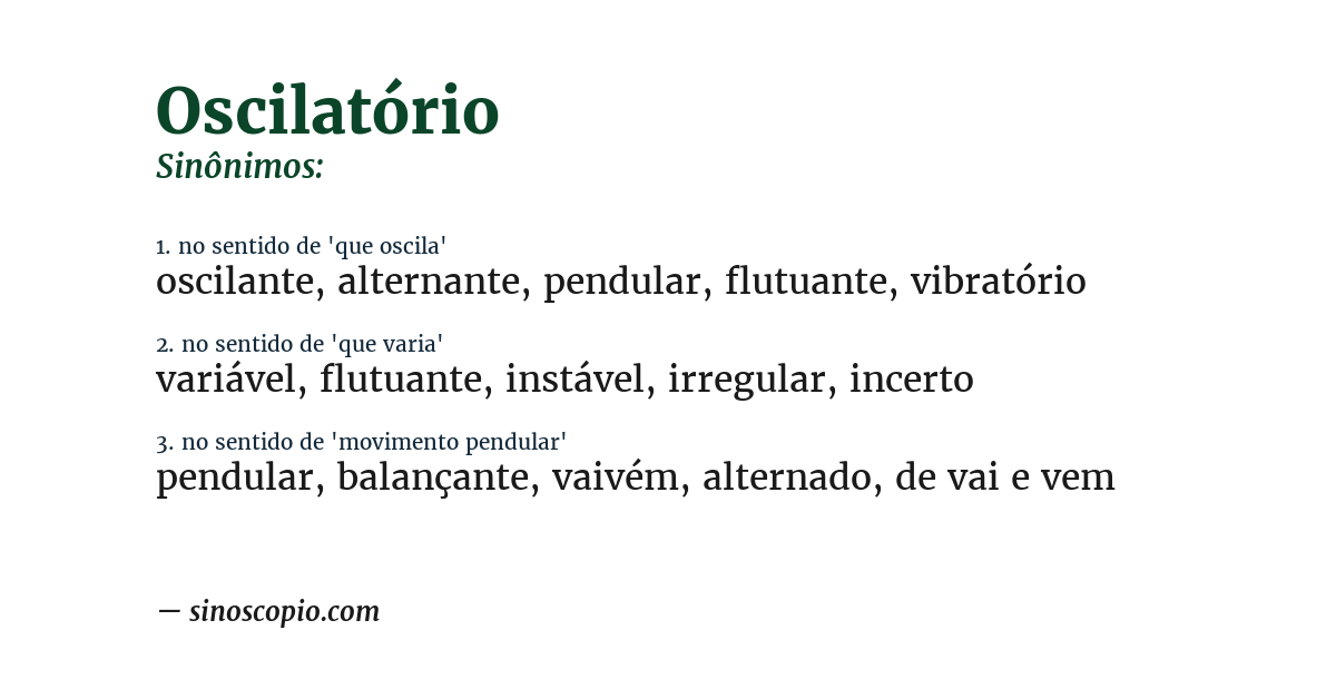 Sinônimo de oscilatório