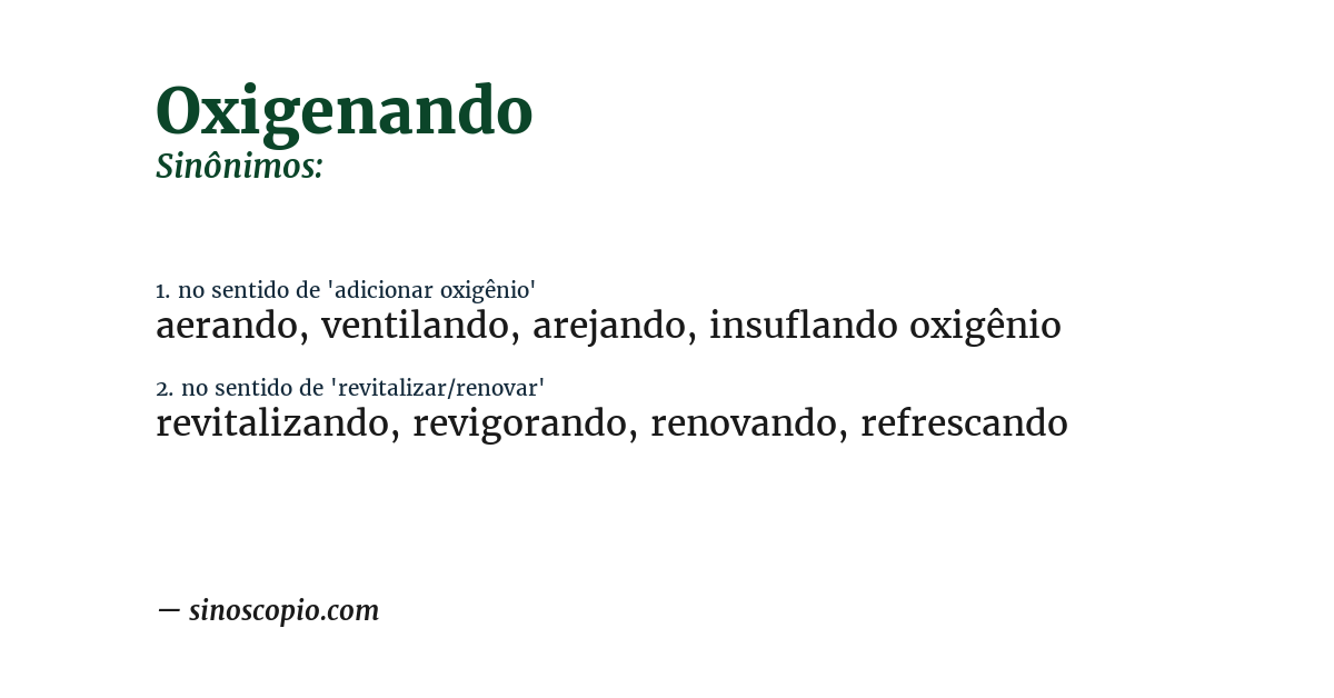 Sinônimo de oxigenando