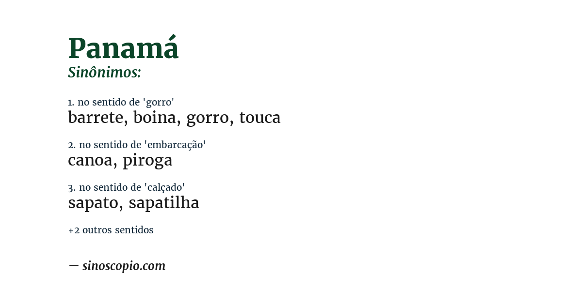 Sinônimo de panamá
