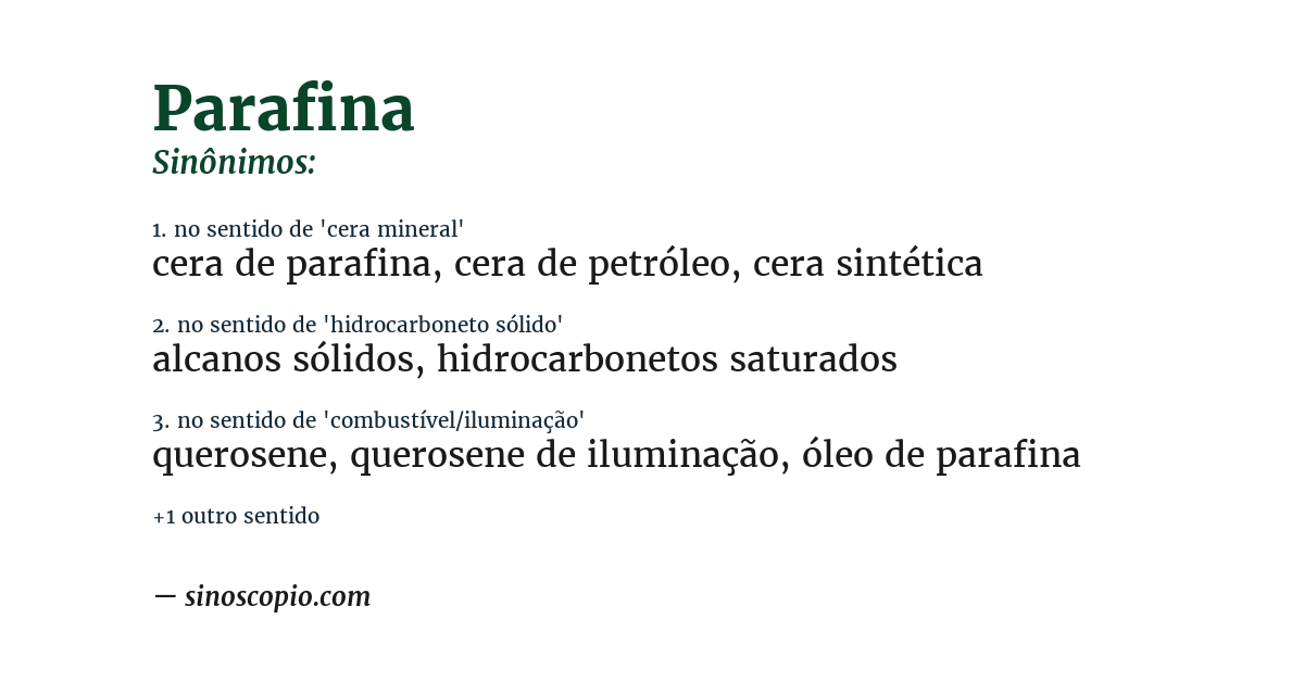 Sinônimo de parafina