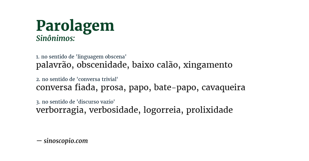 Sinônimo de parolagem