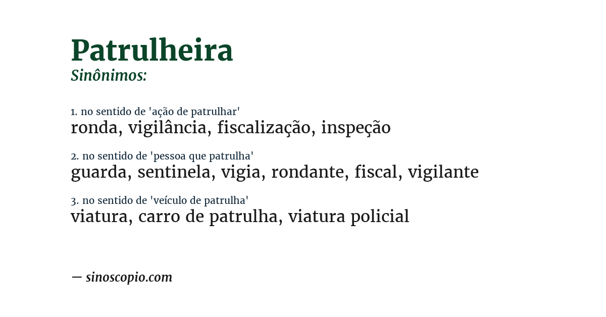 Sinônimo de patrulheira