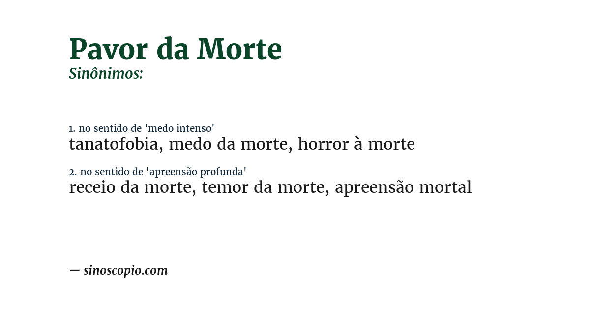 Sinônimo de pavor da morte
