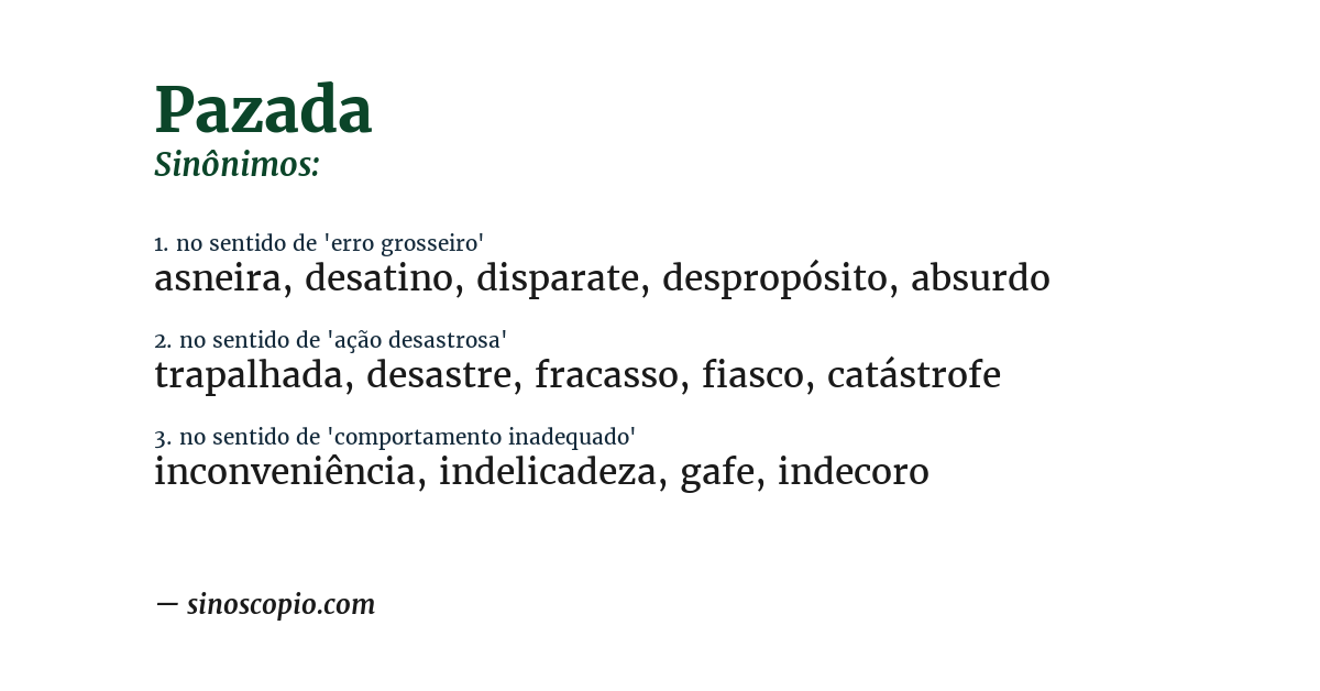 Sinônimo de pazada