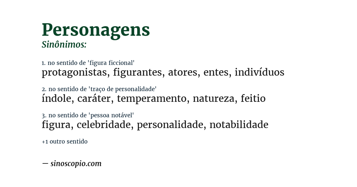 Sinônimo de personagens