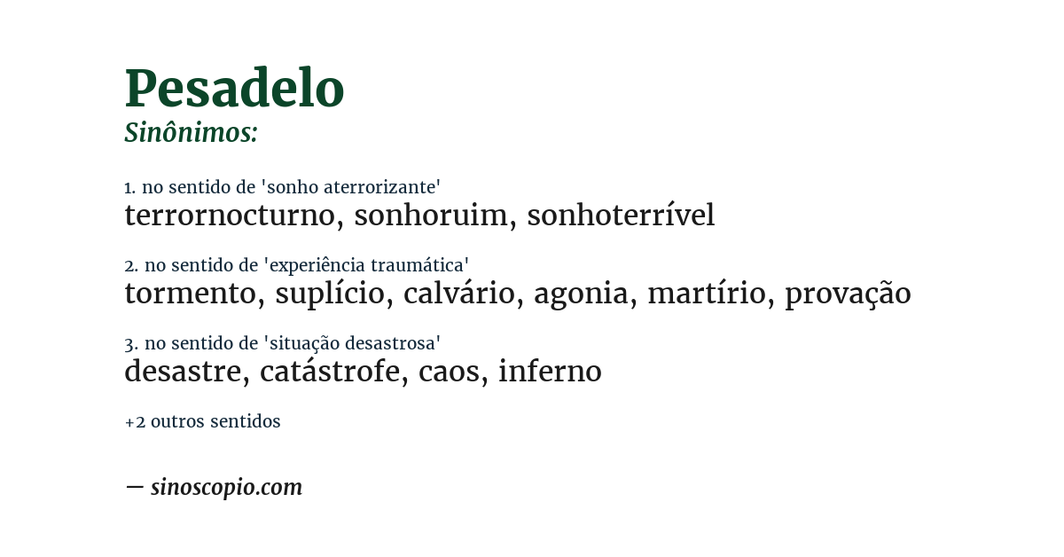 Sinônimo de pesadelo