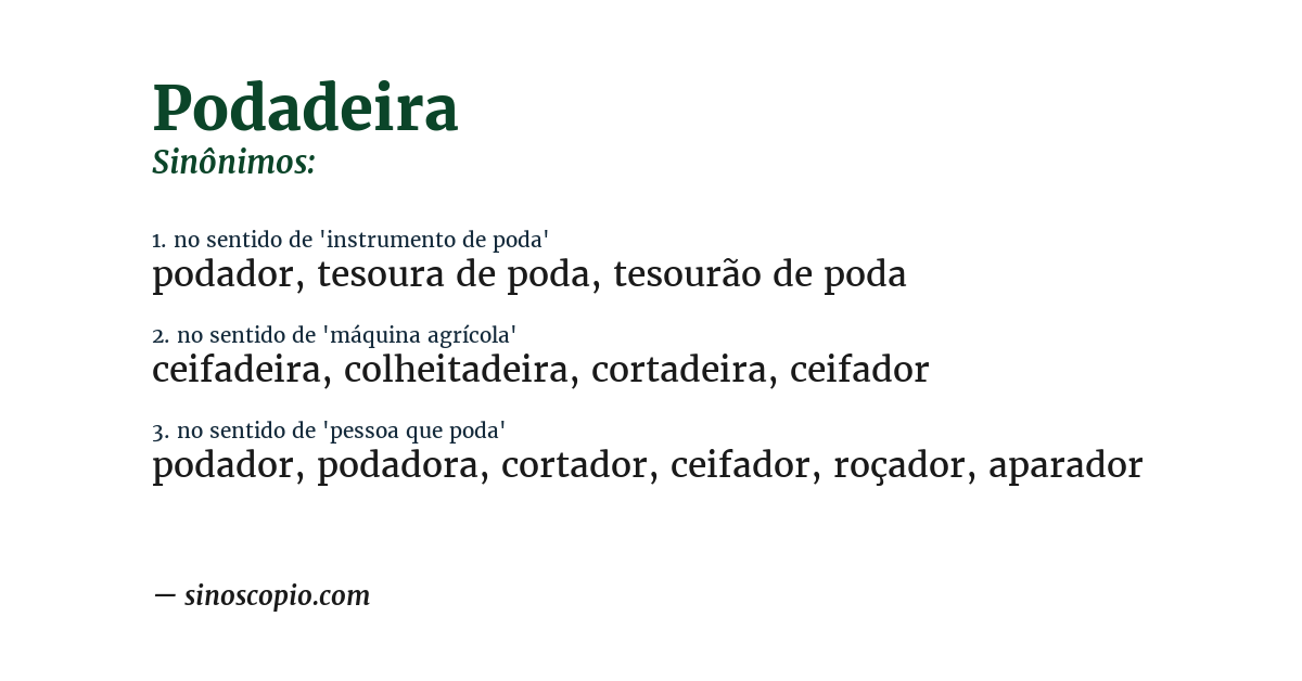 Sinônimo de podadeira