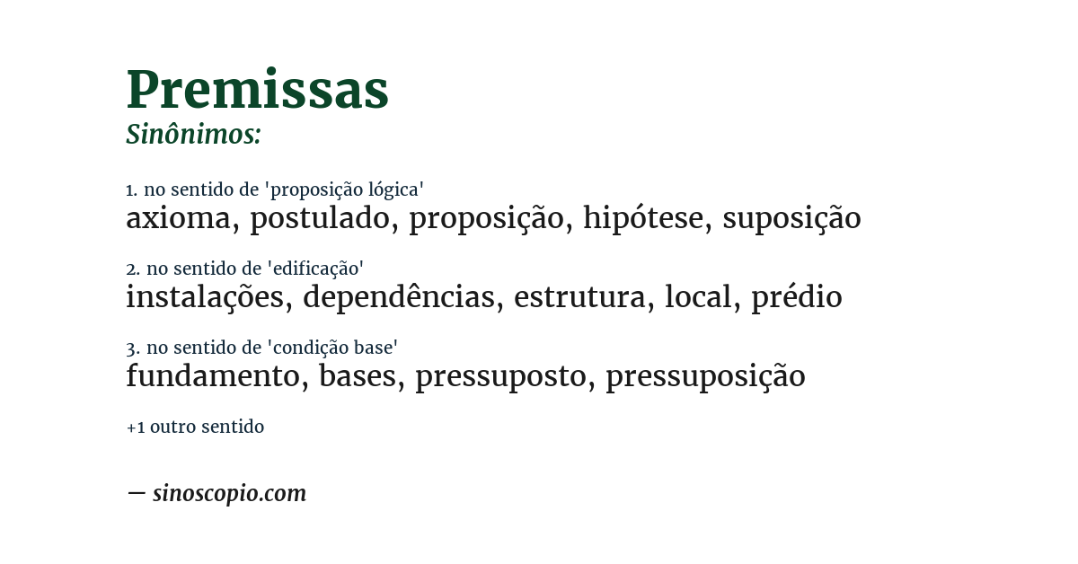 Sinônimo de premissas