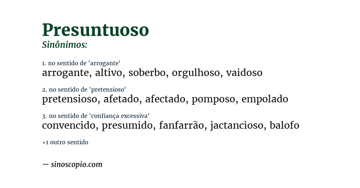 Sinônimo de presuntuoso
