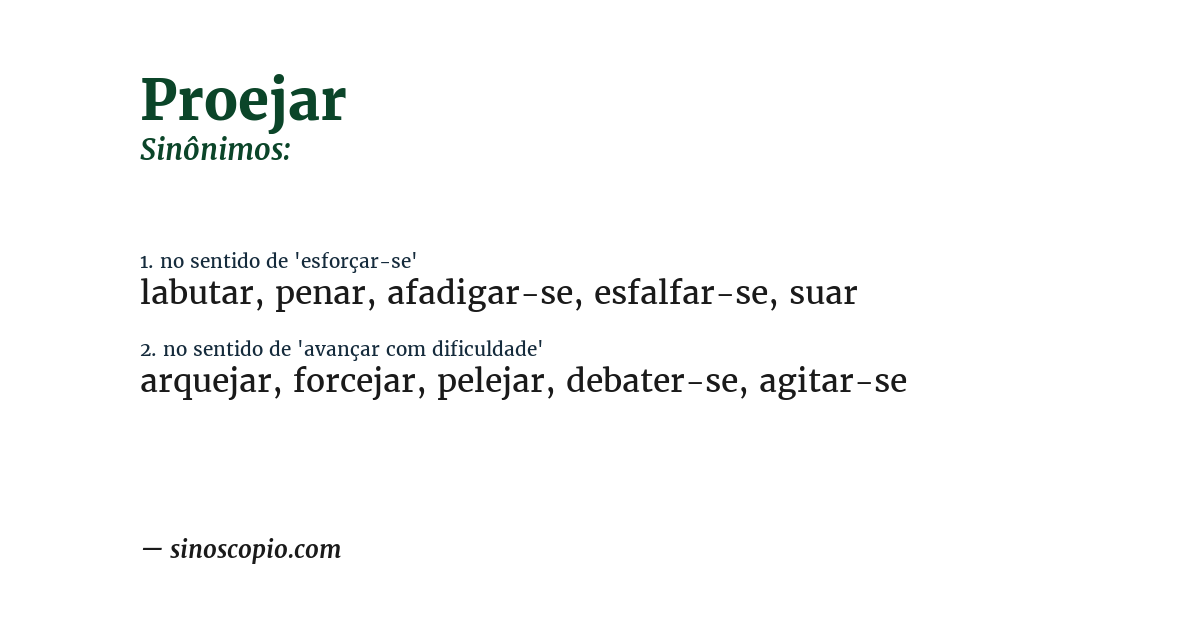 Sinônimo de proejar