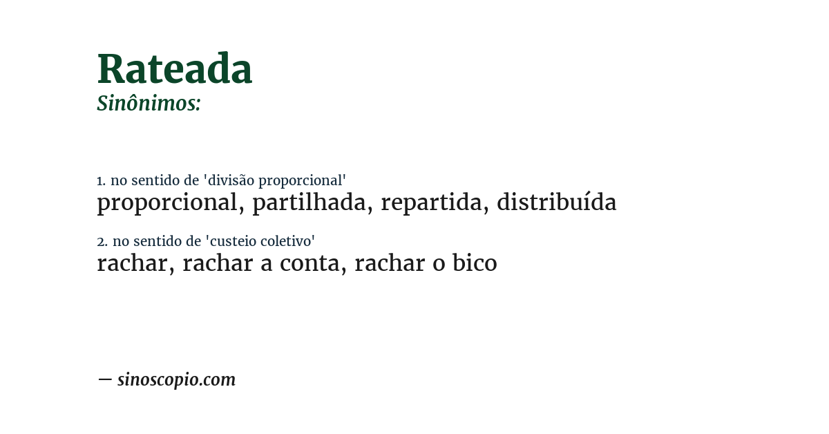 Sinônimo de rateada