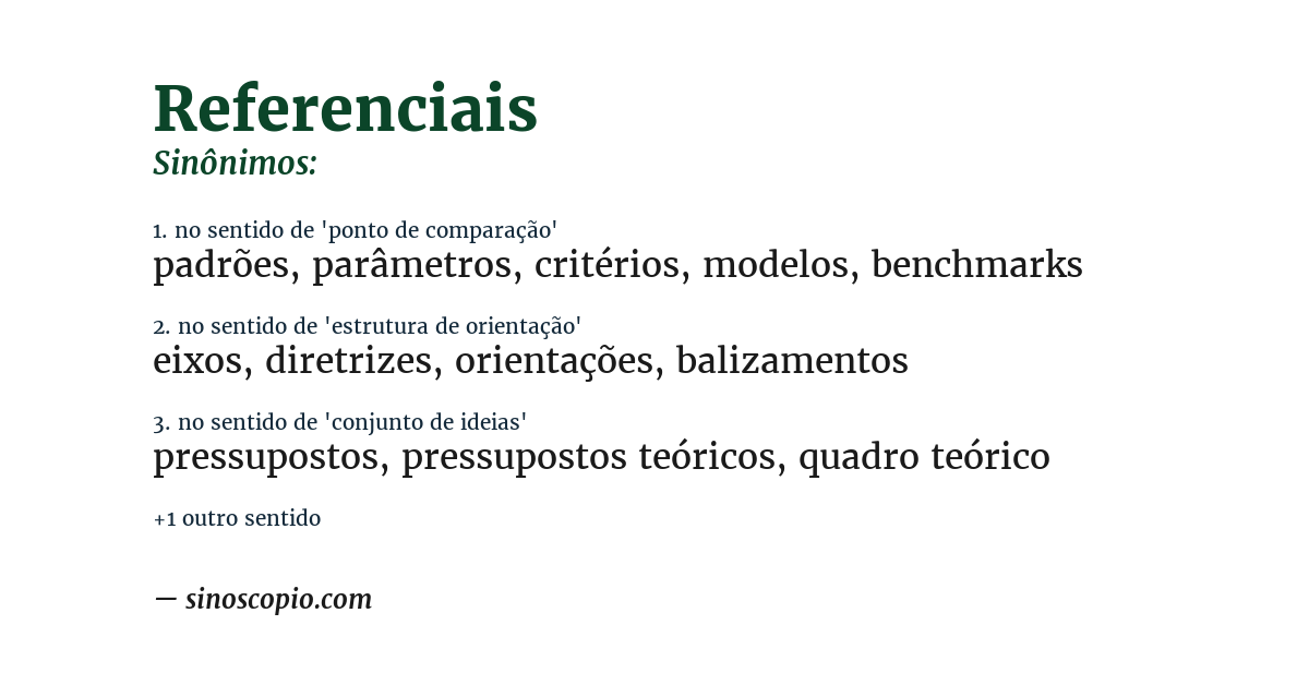 Sinônimo de referenciais
