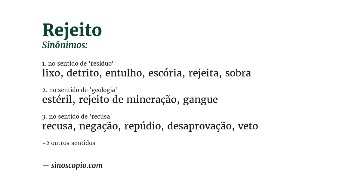 Sinônimo de rejeito