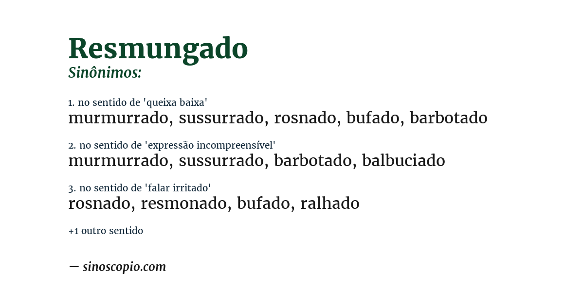 Sinônimo de resmungado