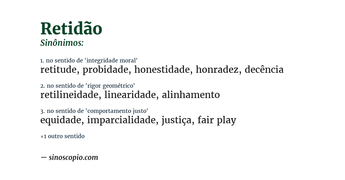 Sinônimo de retidão