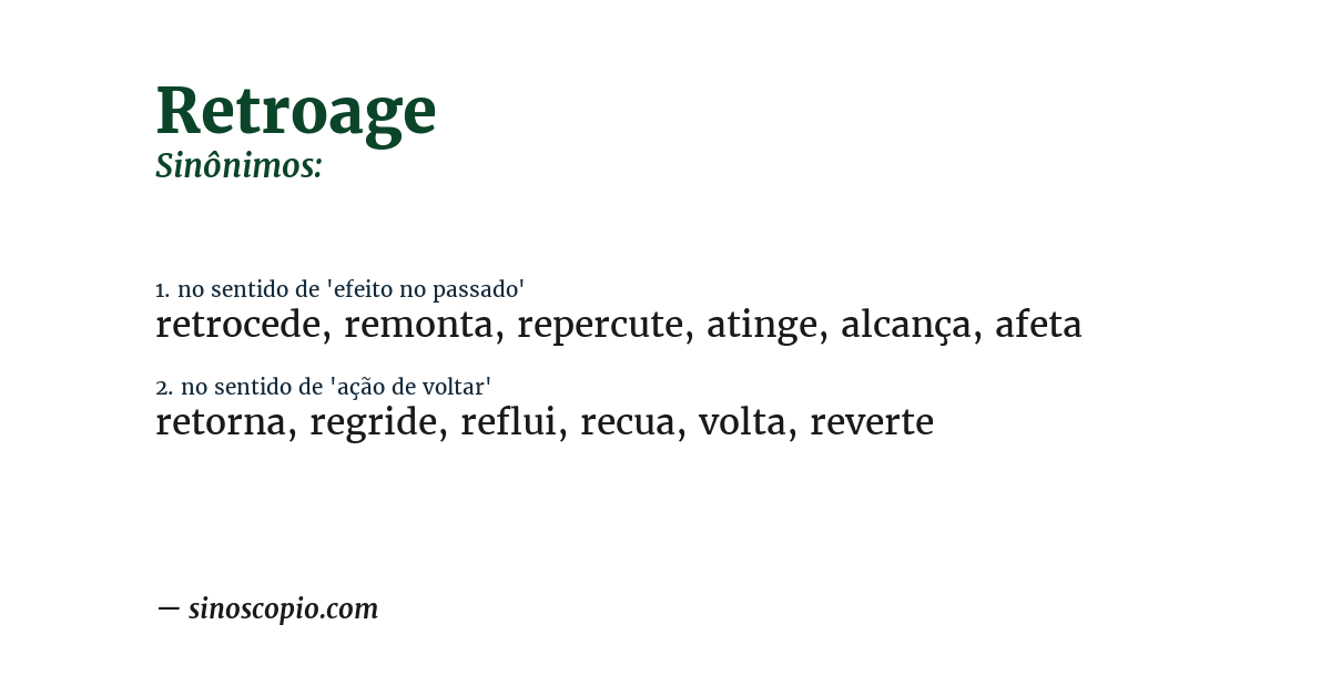 Sinônimo de retroage