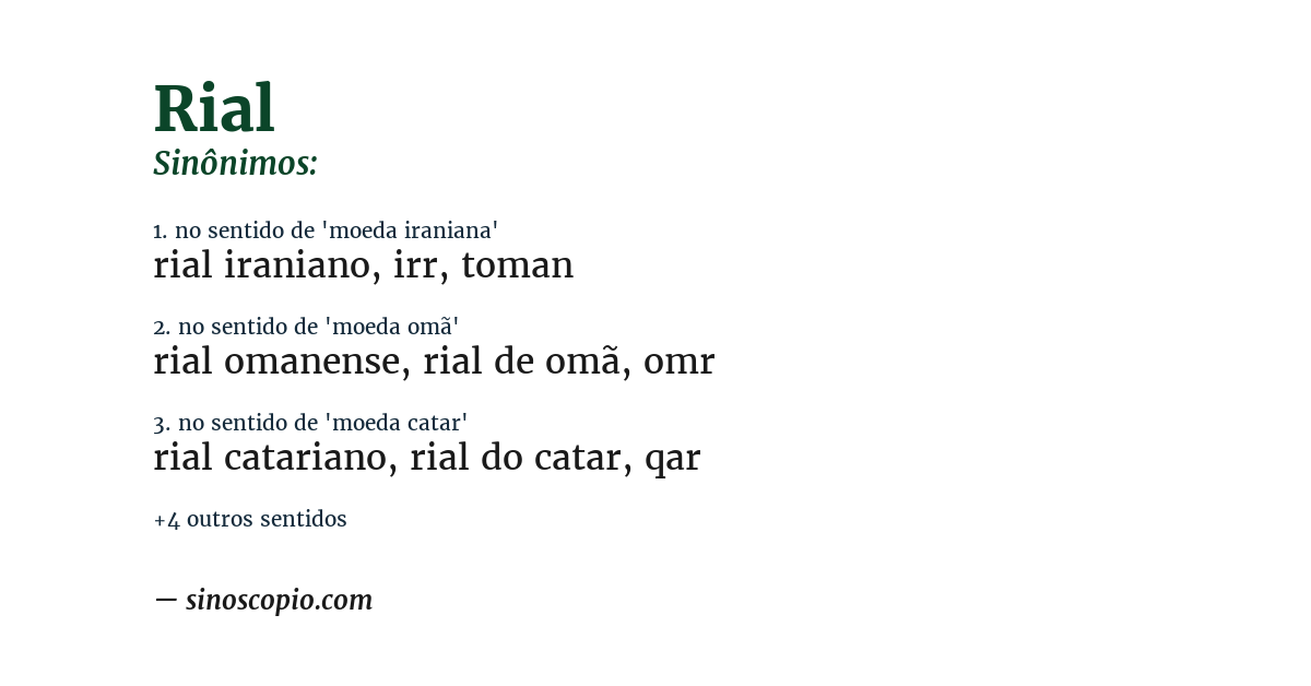 Sinônimo de rial