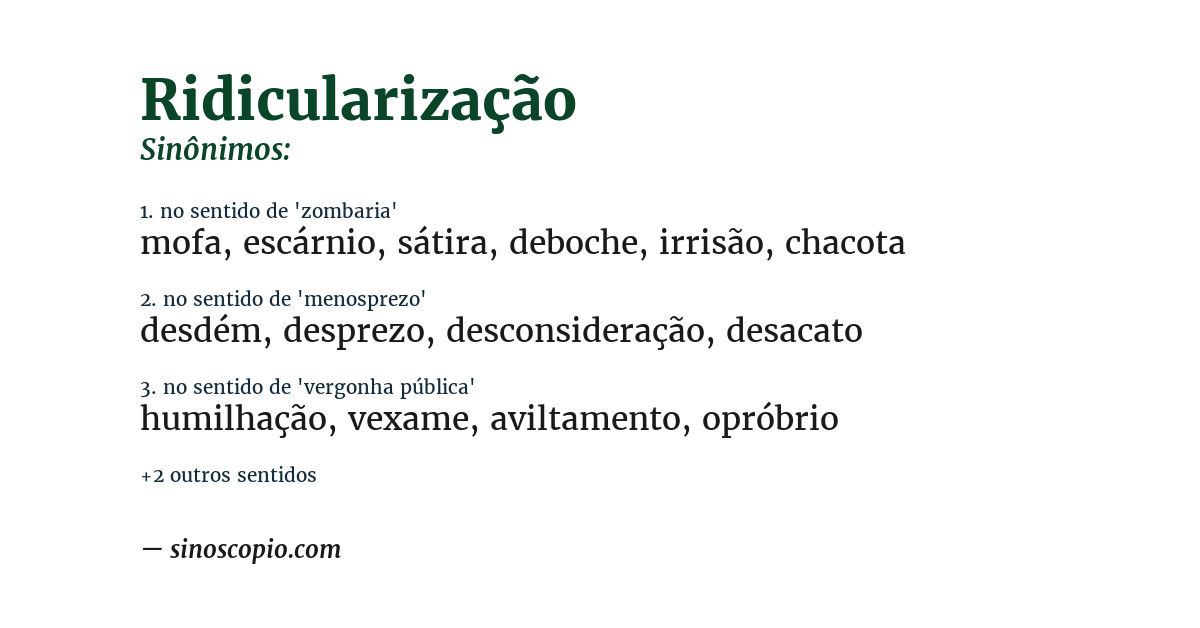 Sinônimo de ridicularização