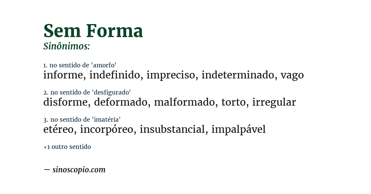Sinônimo de sem forma