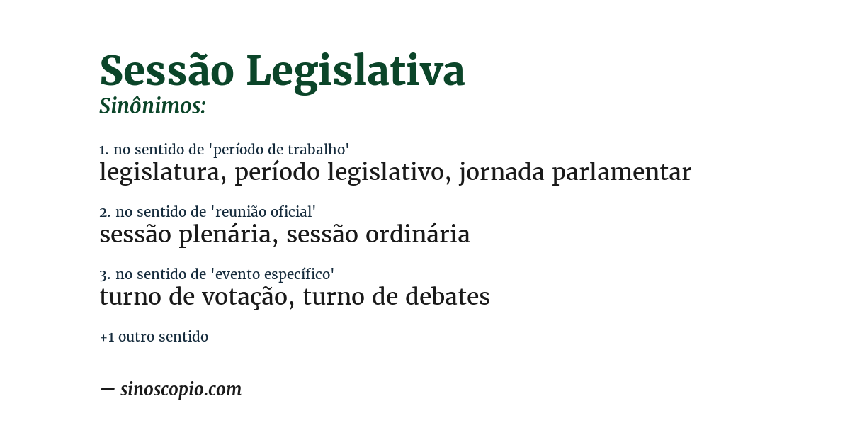 Sinônimo de sessão legislativa