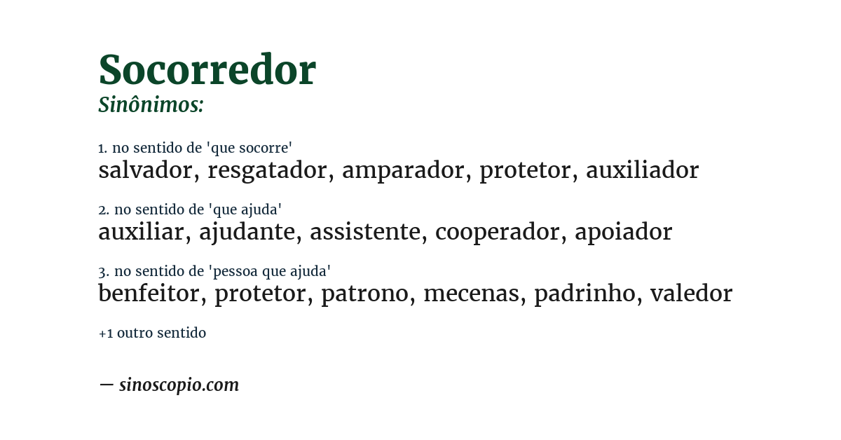Sinônimo de socorredor