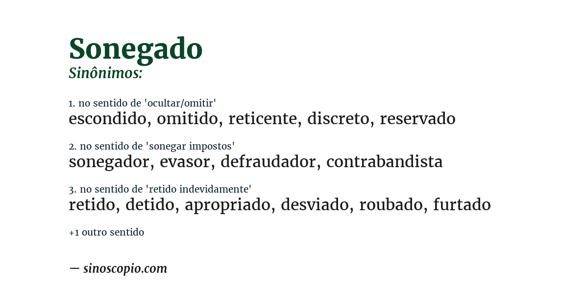 Sinônimo de sonegado