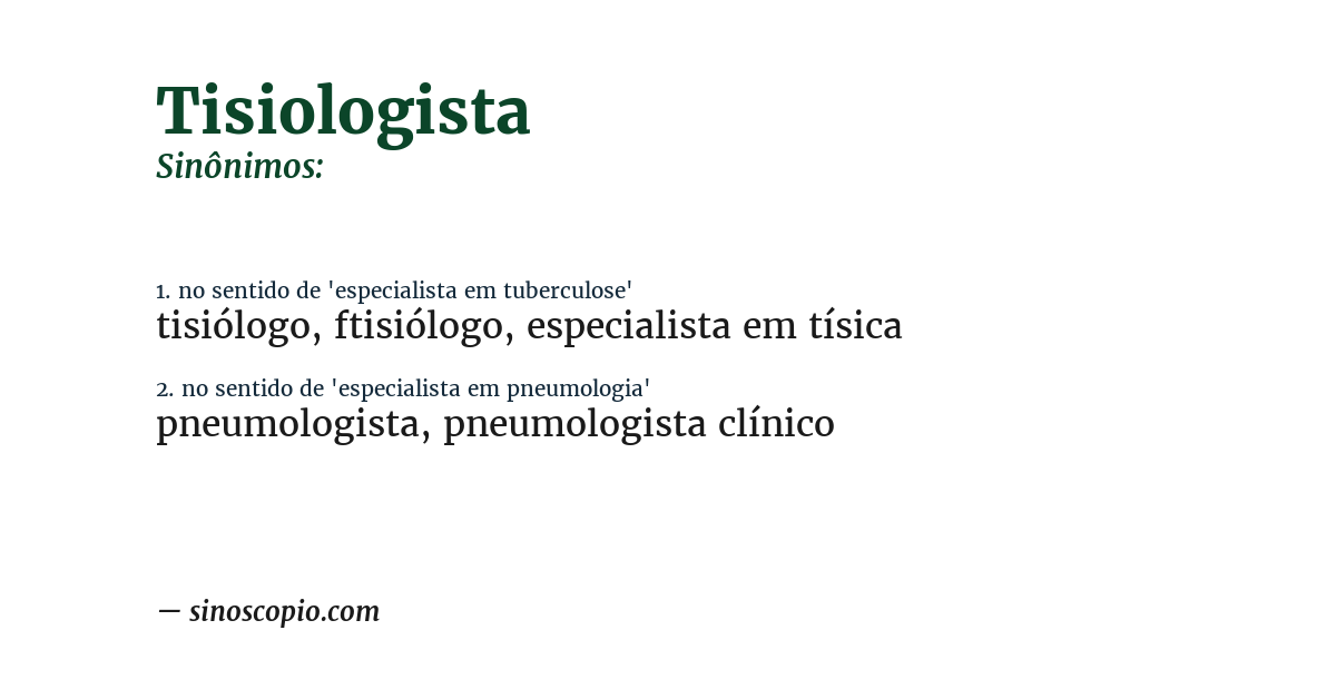 Sinônimo de tisiologista