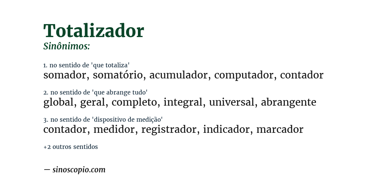 Sinônimo de totalizador