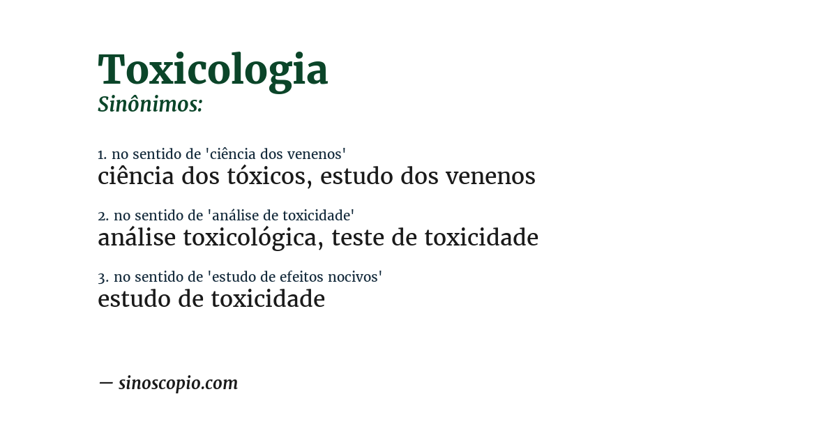 Sinônimo de toxicologia