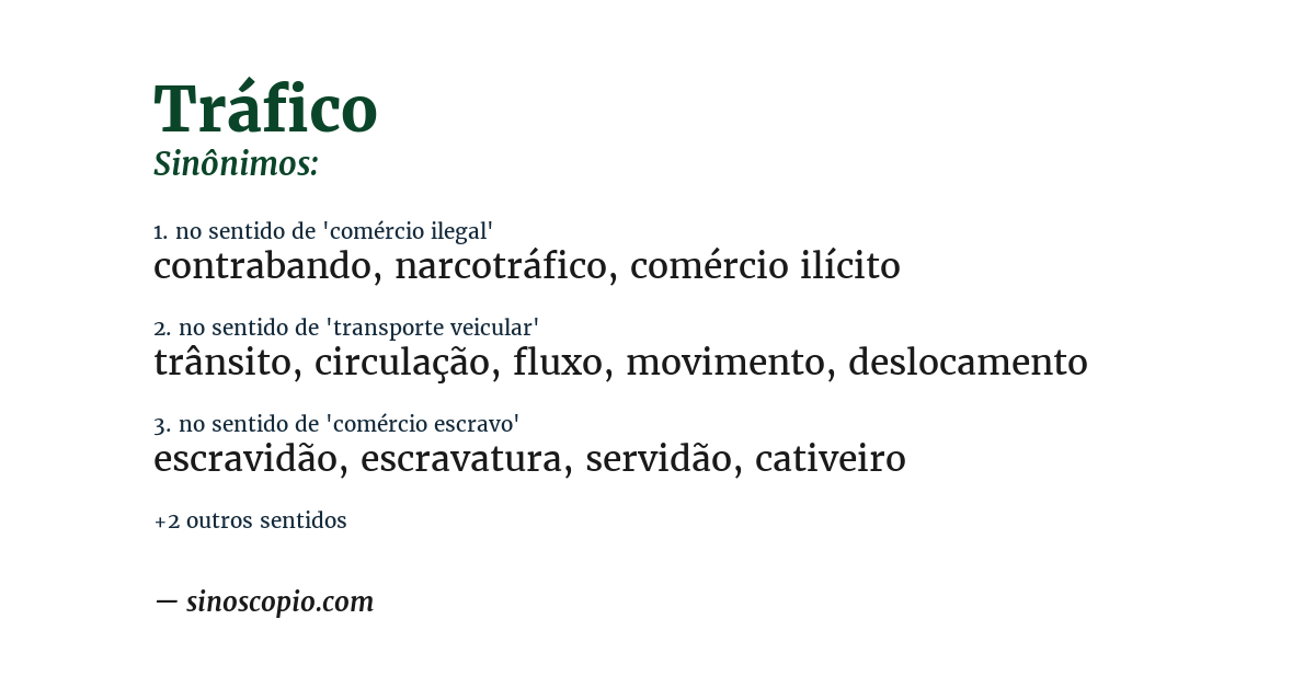 Sinônimo de tráfico