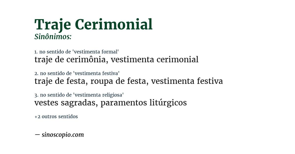 Sinônimo de traje cerimonial