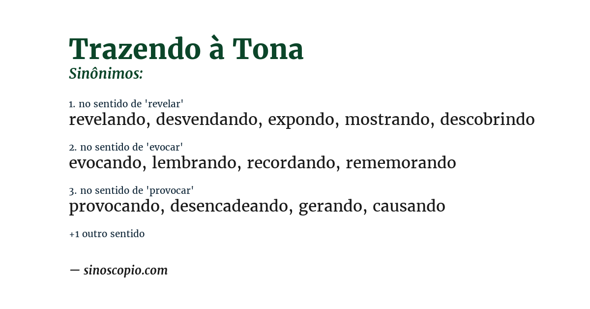 Sinônimo de trazendo à tona