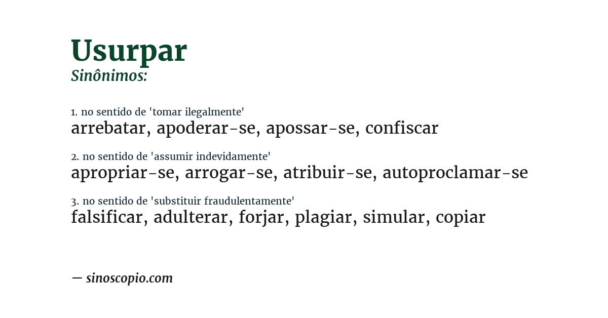 Sinônimo de usurpar