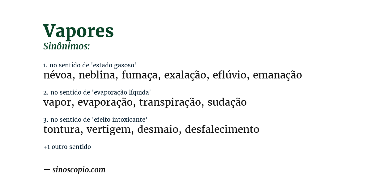 Sinônimo de vapores