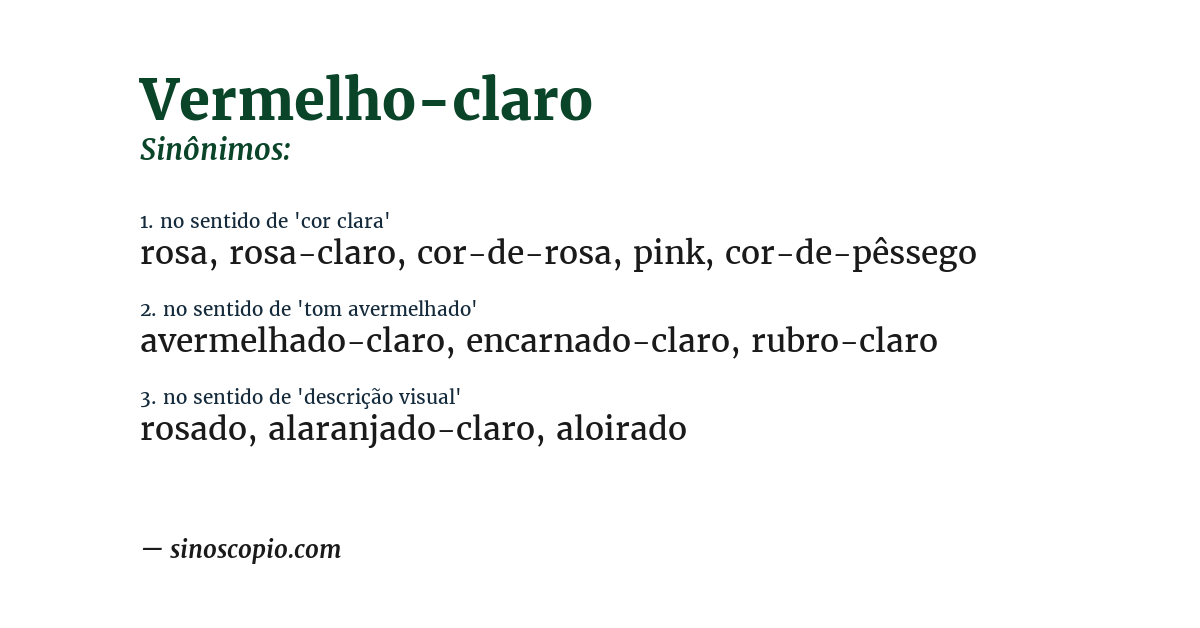 Sinônimo de vermelho-claro