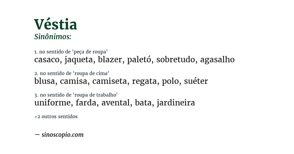 Sinônimo de véstia