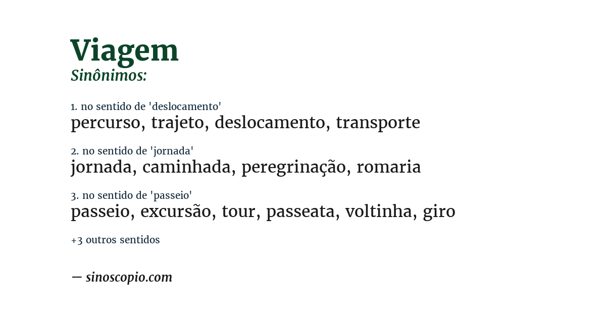 Sinônimo de viagem