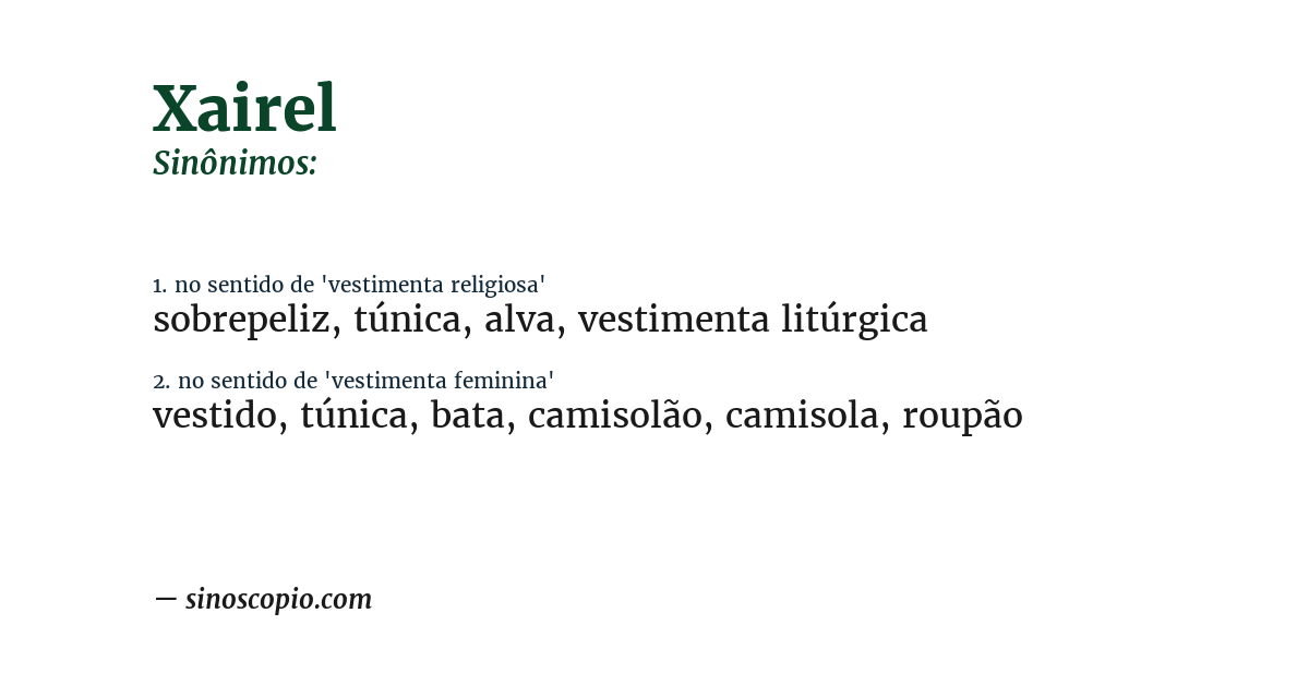 Sinônimo de xairel