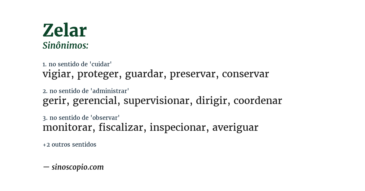 Sinônimo de zelar