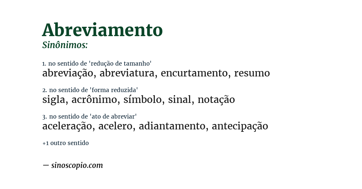 Sinônimo de abreviamento