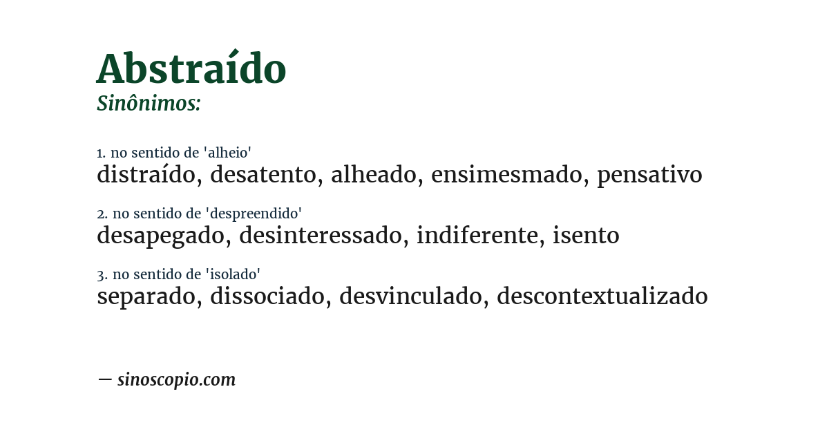 Sinônimo de abstraído