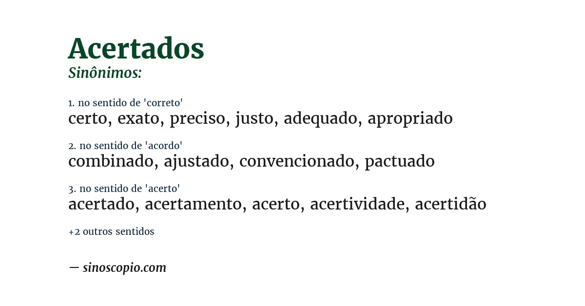 Sinônimo de acertados