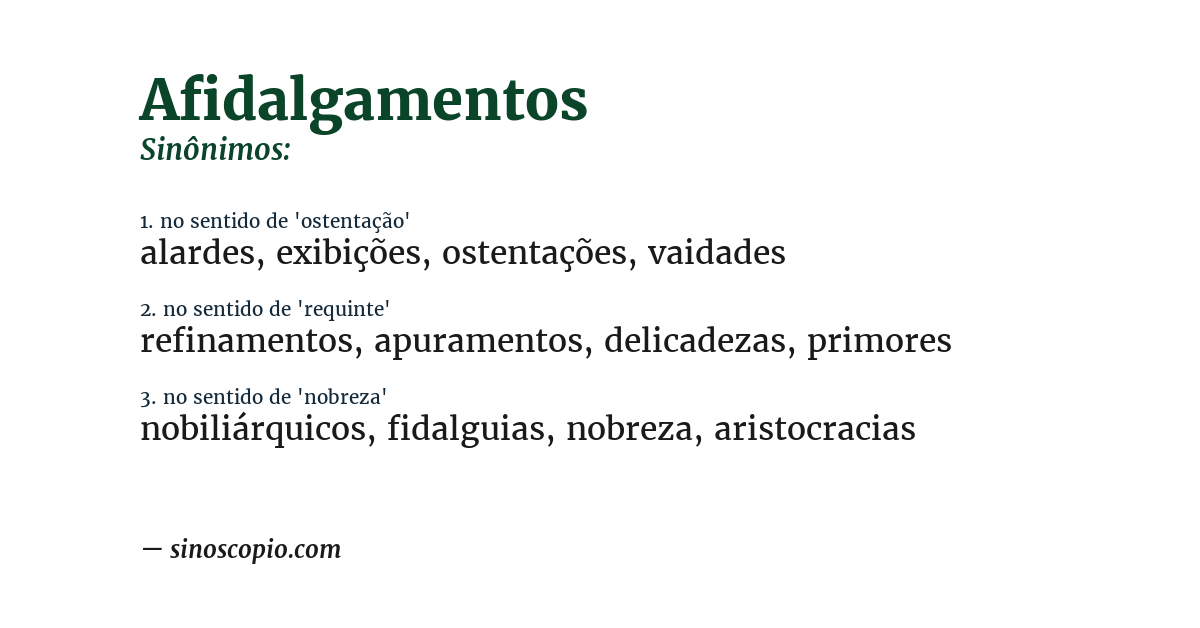 Sinônimo de afidalgamentos