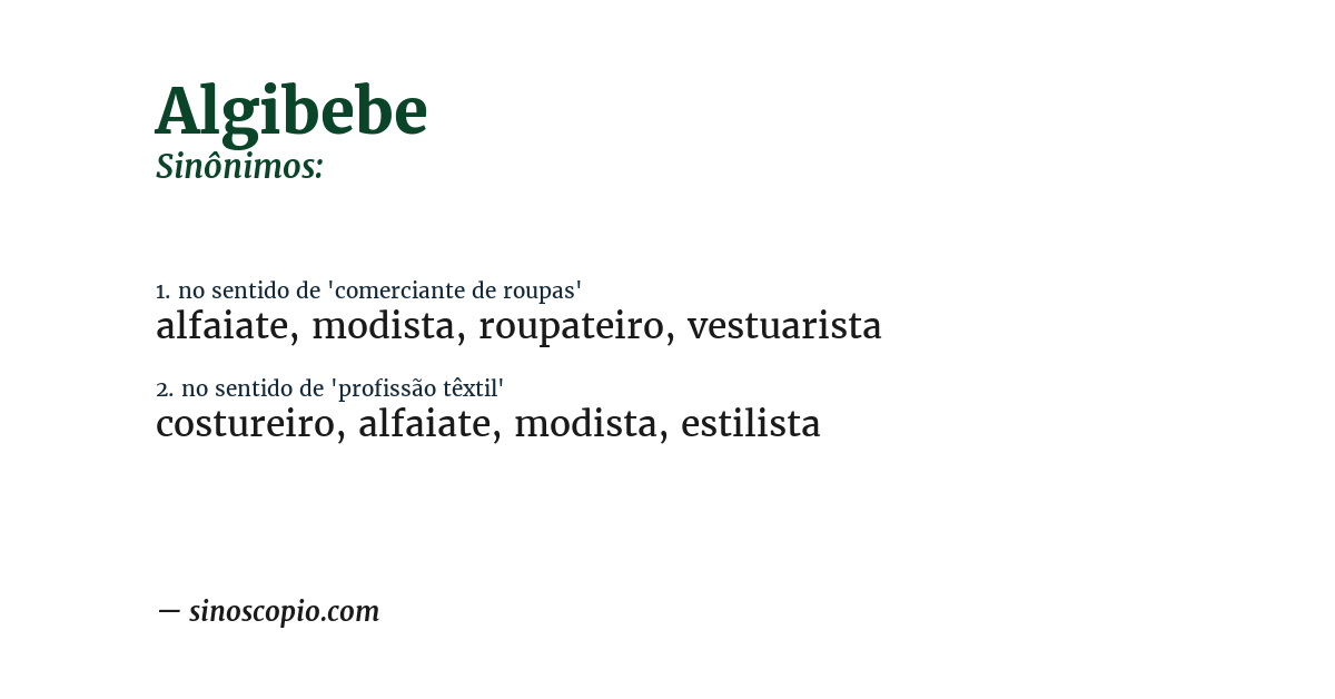 Sinônimo de algibebe