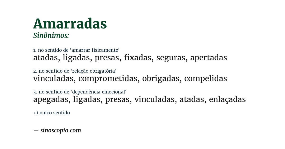 Sinônimo de amarradas