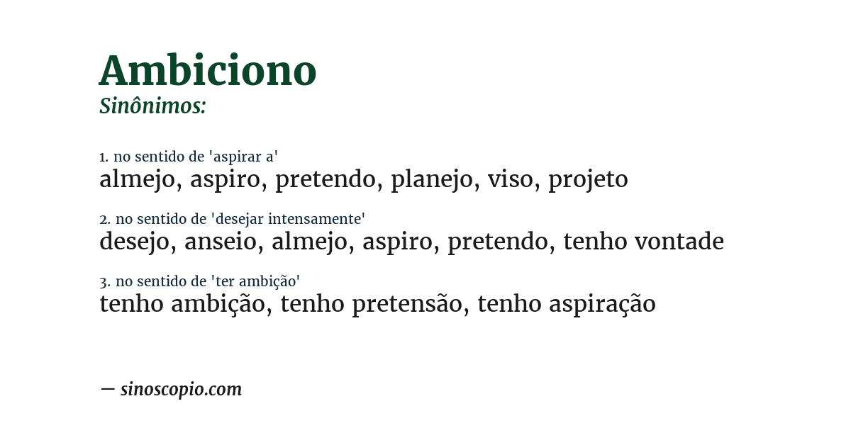 Sinônimo de ambiciono