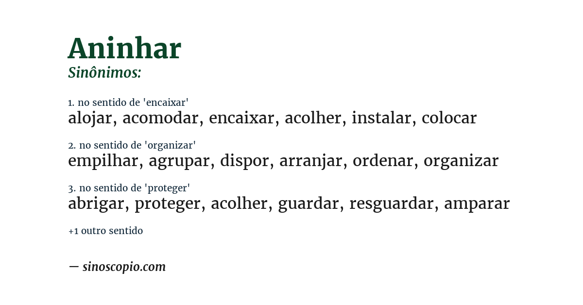 Sinônimo de aninhar