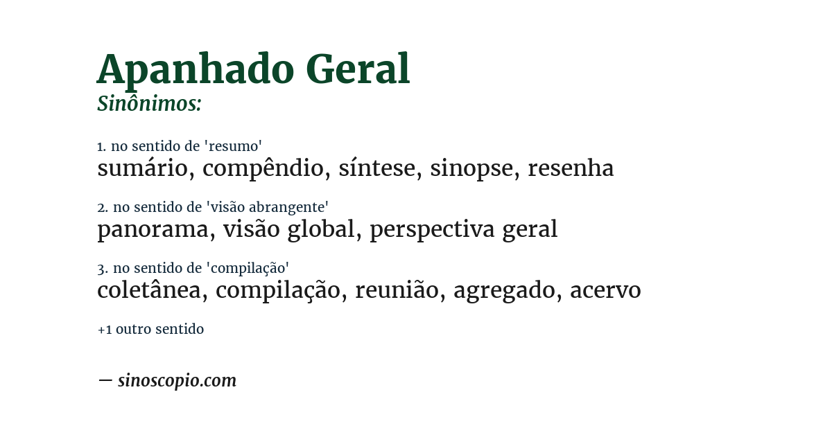 Sinônimo de apanhado geral