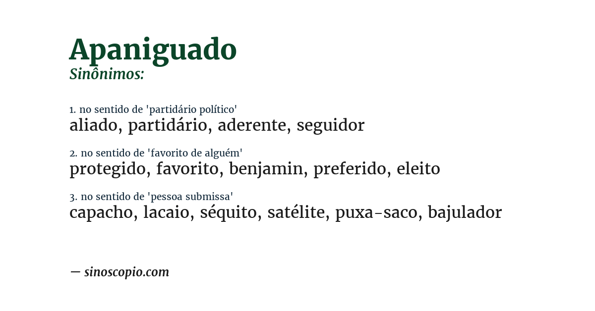 Sinônimo de apaniguado